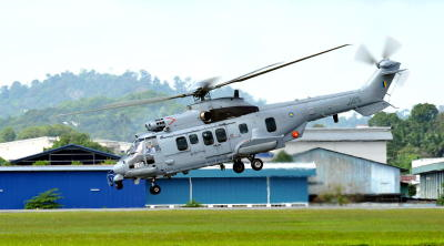 Ahmad Zahid menaiki Eurocopter EC725 semasa pertunjukkan pesawat berkenaan pada majlis penyerahan dua buah Eurocopter EC725 oleh Eurocopter Malaysia Sdn Bhd kepada Tentera Udara Diraja Malaysia (TUDM) di Terminal Skypark, Lapangan Terbang Subang Sultan Abdul Aziz Shah Subang, Isnin. -fotoBERNAMA