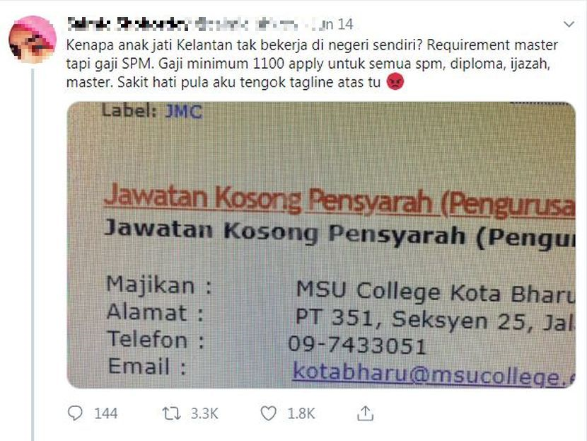 Kerja Adalah Ibadah Gaji Jawatan Pensyarah Ipts Kelantan Dalam Iklan Buat Ramai Bengang Baik Tak Payah Belajar Tinggi Viral Mstar