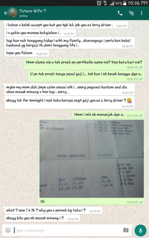 Letak Syarat Rm2 000 Tapi Dapat Berganda Wanita Terlepas Cakap Tak Malu Siap Tanya Bila Nak Masuk Meminang Baru Keluar Gua Ka Tak Tau Berapa Gaji Driver Lori Viral Mstar