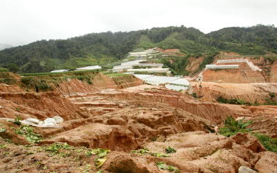 Penerokaan tanah secara berleluasa sehingga mengakibatkan hakisan dan pencemaran pada sungai.