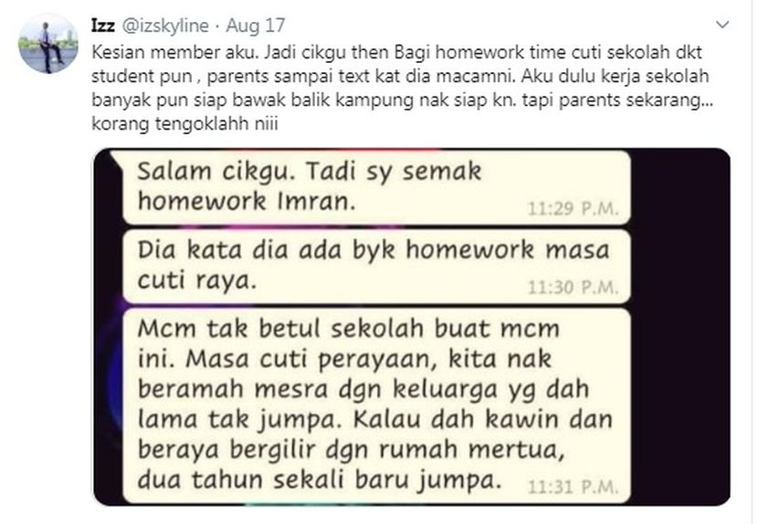 Ibu bapa pertikai kerja sekolah bertimbun masa cuti raya 