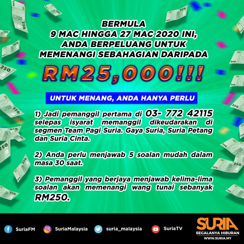 Nak Menang Sebahagian Wang Tunai Berjumlah Rm50 000 Jadi Pemanggil Terpantas Di Suria Hiburan Mstar