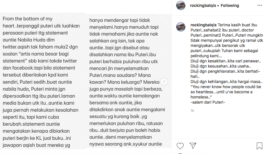 Peringatan Puteri Balqis untuk Nabila Huda - "Saya diuji ...