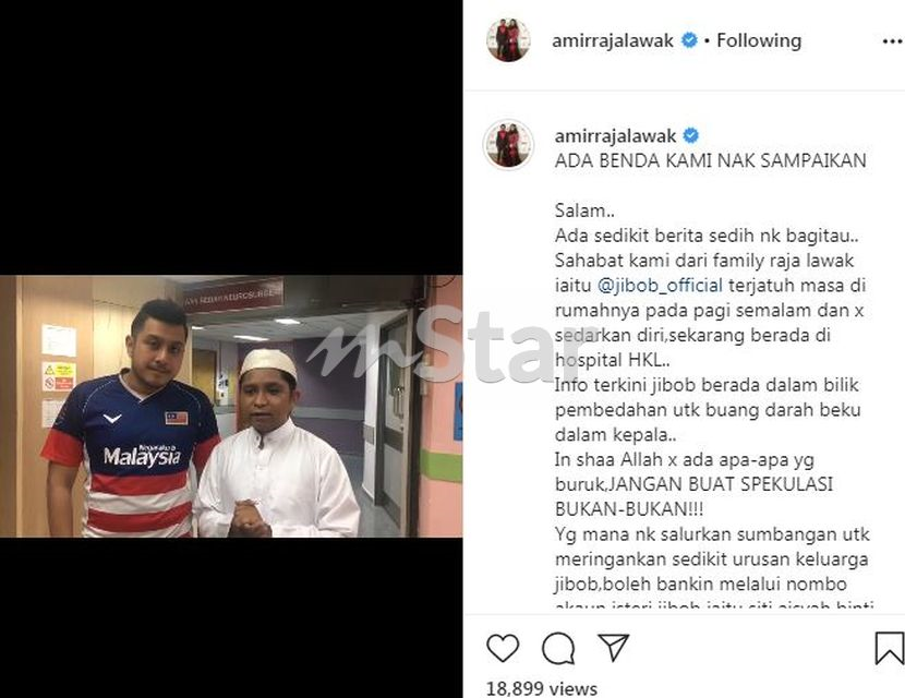 Jibob Raja Lawak alami pendarahan otak selepas jatuh di bilik air 