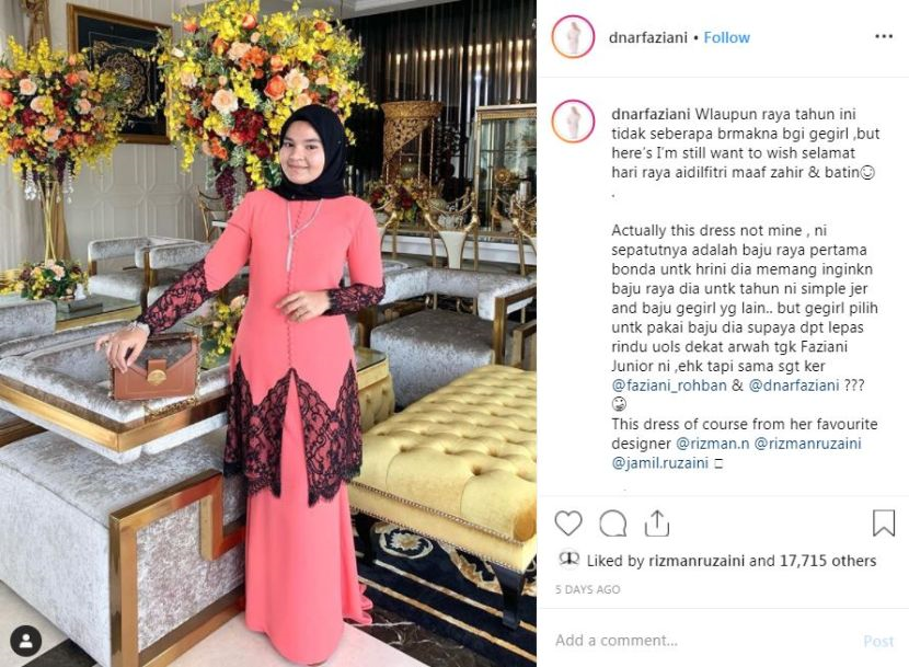 Anak minta pakai baju raya Allahyarham Faziani, pereka ...