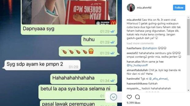  Ayam  Goreng  Punya Hal Muka Mia Ahmad Jadi Mangsa 