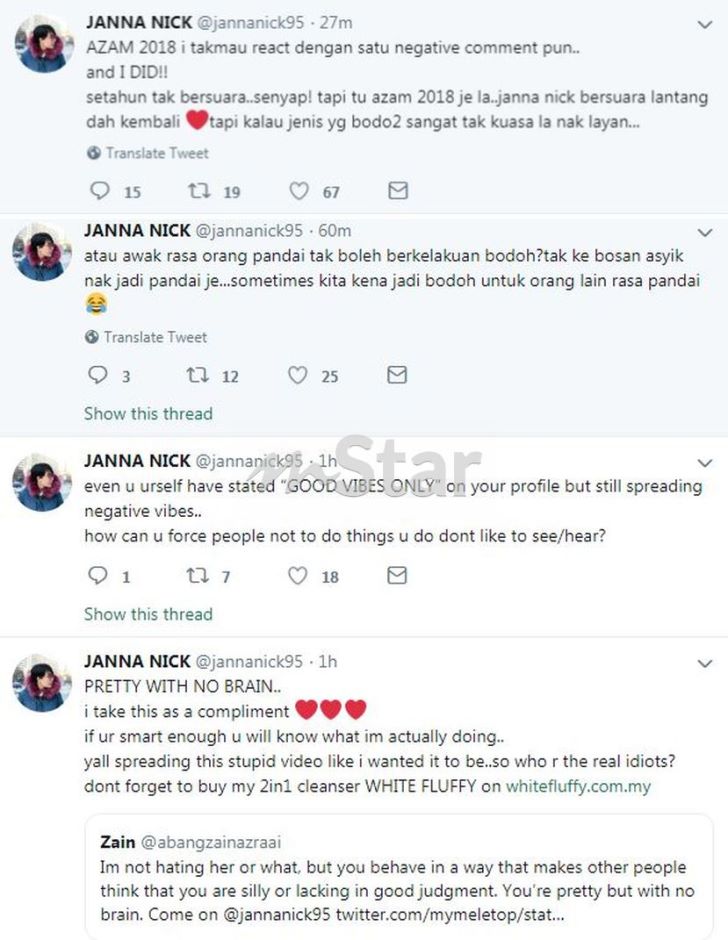 Kadang Kadang Kita Kena Jadi Bodoh Untuk Orang Lain Rasa Pandai Janna Nick Hiburan Mstar