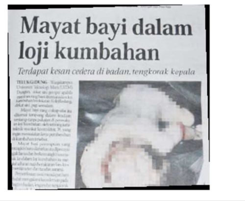 Keratan Akhbar Kes Pembuangan Bayi