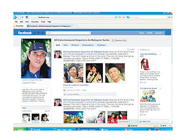  Laman sosial Facebook yang menghina wartawan hiburan Malaysia yang ditemui baru-baru ini. 
