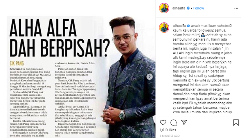 Alha Alfa Sah Bercerai Selepas Enam Bulan Berkahwin Saya Lepaskan Dia Tak Nak Dia Kemurungan Dan Stres Sensasi Mstar