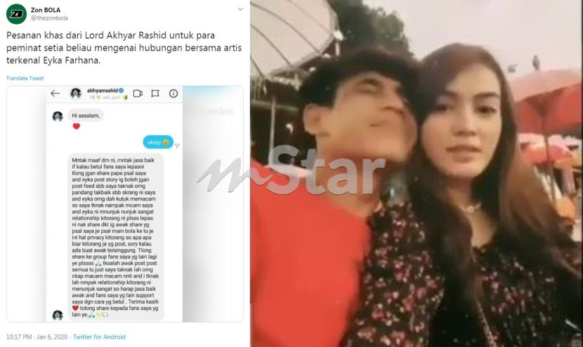 Akhyar Rashid Gelabah Peminat Sebar Foto Mesra Dengan Artis Sekarang Ni Macam Macam Orang Dah Kutuk Saya Dan Eyka Farhana Hiburan Mstar