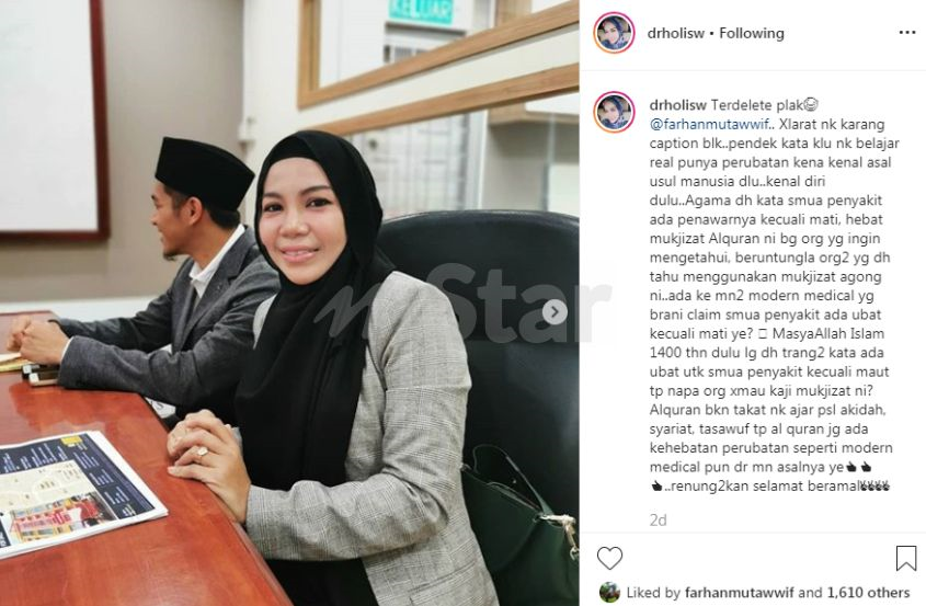 Pendakwah bebas isteri dikecam perguna agama Dr Amalina kecewa