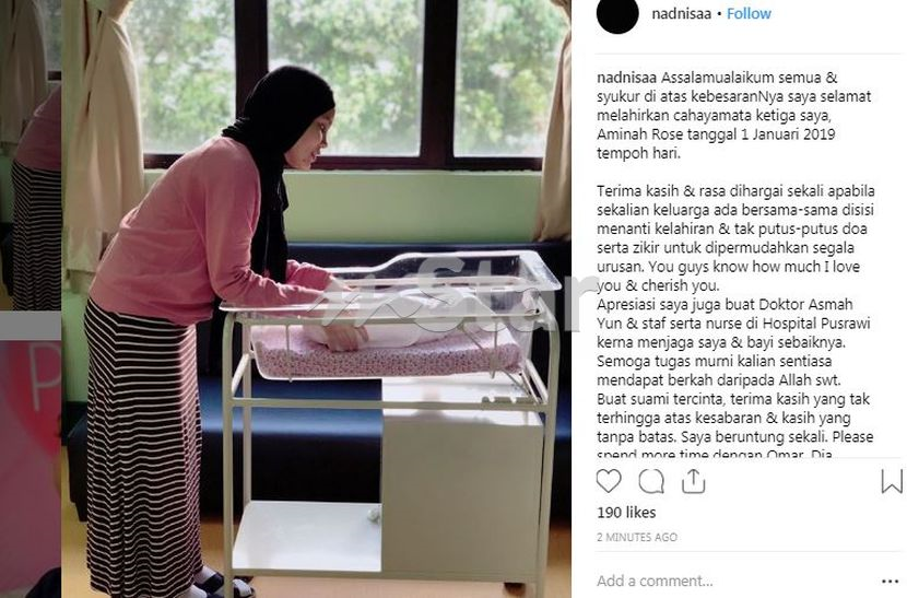 Nadiya Nisaa Luah Rasa Syukur Atas Kelahiran Aminah Rose Hiburan Mstar