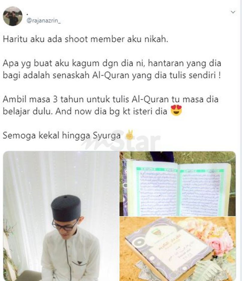 Bertuahnya! Pemuda tahfiz hadiahkan al-Quran tulisan sendiri buat 